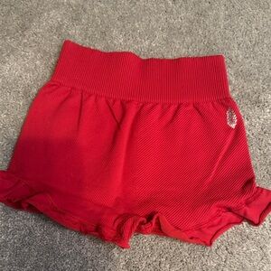 Free People Red Ruffle Shorts